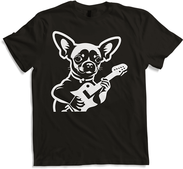 Produktbild von T-Shirt Chihuahua mit E-Gitarre Musiker Lustiger Gitarrist