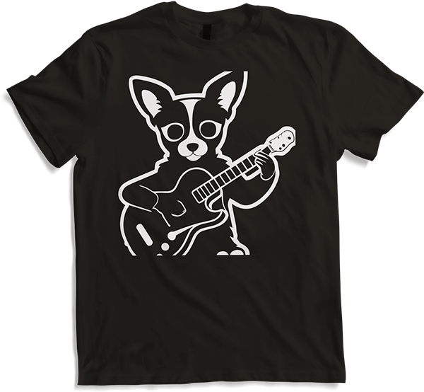 Produktbild von T-Shirt Chihuahua mit E-Gitarre Musiker Lustiger Gitarrist