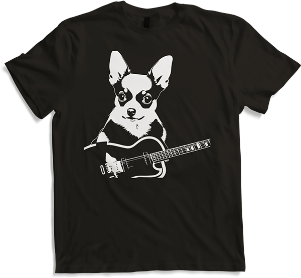 Produktbild von T-Shirt Chihuahua mit E-Gitarre Musiker Lustiger Gitarrist