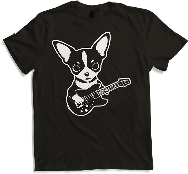 Produktbild von T-Shirt Chihuahua mit E-Gitarre Musiker Lustiger Gitarrist