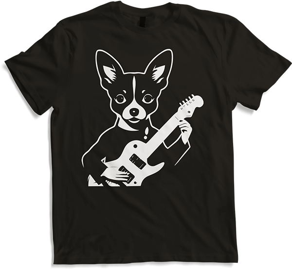 Produktbild von T-Shirt Chihuahua mit E-Gitarre Musiker Lustiger Gitarrist