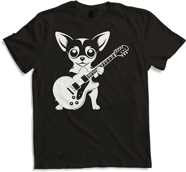 Produktbild von T-Shirt Chihuahua mit E-Gitarre Musiker Lustiger Gitarrist