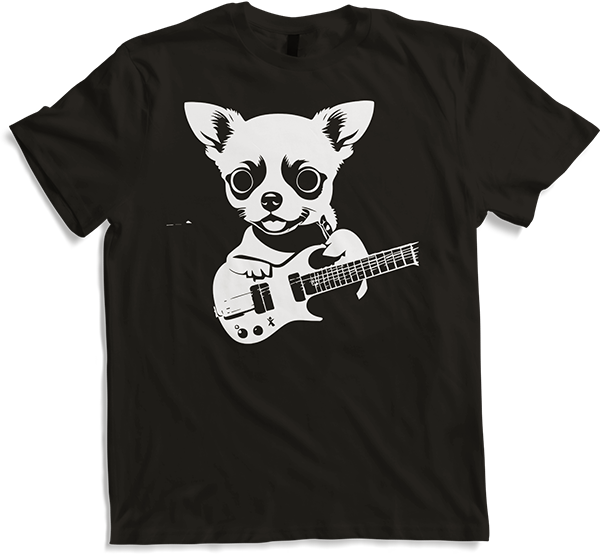 Produktbild von T-Shirt Chihuahua mit E-Gitarre Musiker Lustiger Gitarrist