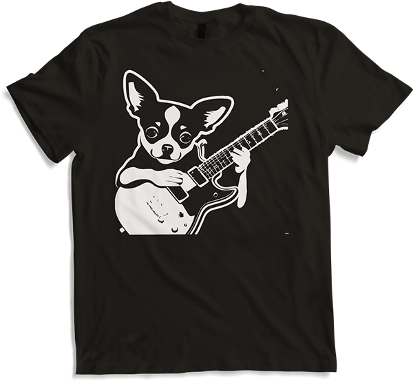 Produktbild von T-Shirt Chihuahua mit E-Gitarre Musiker Lustiger Gitarrist