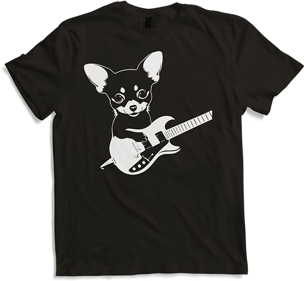 Produktbild von T-Shirt Chihuahua mit E-Gitarre Musiker Lustiger Gitarrist