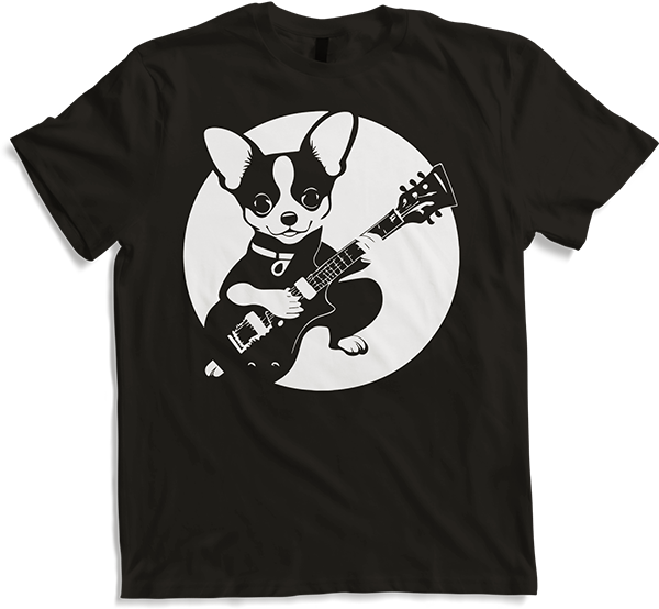 Produktbild von T-Shirt Chihuahua mit E-Gitarre Musiker Lustiger Gitarrist