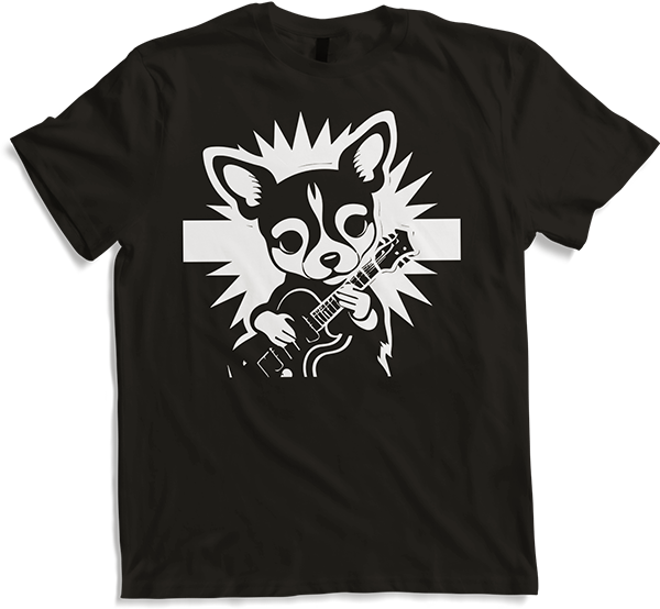 Produktbild von T-Shirt Chihuahua mit E-Gitarre Musiker Lustiger Gitarrist