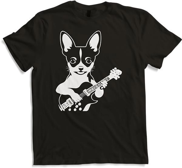 Produktbild von T-Shirt Chihuahua mit E-Gitarre Musiker Lustiger Gitarrist
