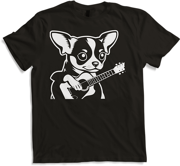 Produktbild von T-Shirt Chihuahua mit E-Gitarre Musiker Lustiger Gitarrist