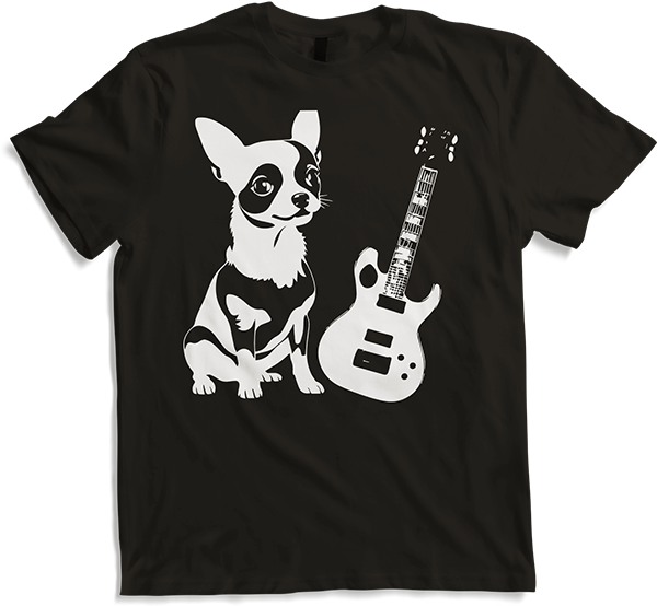 Produktbild von T-Shirt Chihuahua mit E-Gitarre Musiker Lustiger Gitarrist