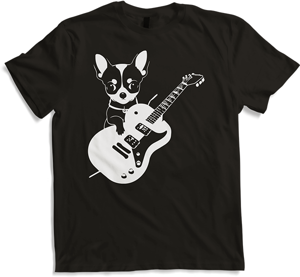 Produktbild von T-Shirt Chihuahua mit E-Gitarre Musiker Lustiger Gitarrist