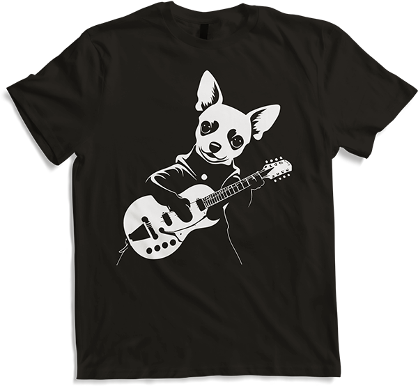 Produktbild von T-Shirt Chihuahua mit E-Gitarre Musiker Lustiger Gitarrist