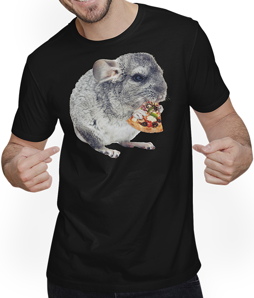 Produktbild von T-Shirt mit Mann Chinchilla Essen Pizza Lustige Chinchillas Frauen Mädchen