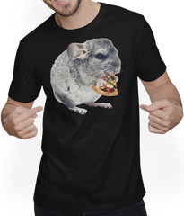 Produktbild von T-Shirt mit Mann Chinchilla Essen Pizza Lustige Chinchillas Frauen Mädchen