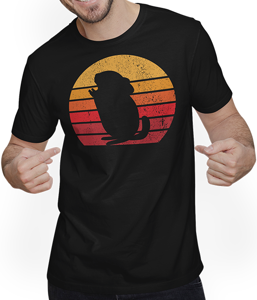 Produktbild von T-Shirt mit Mann Chinchilla Retro Sonne | Geschenk für Chinchillahalterin