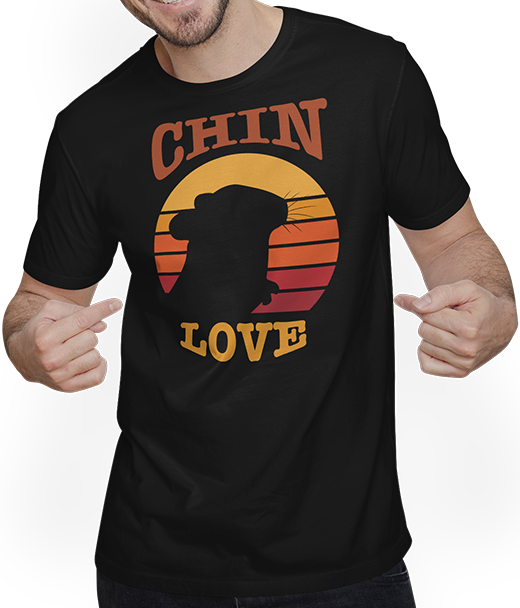 Produktbild von T-Shirt mit Mann Chinchilla | Retro Sonnenuntergang für Chinchillahalter