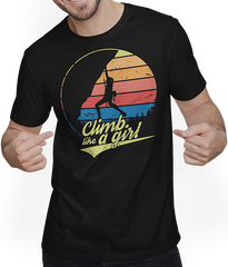 Produktbild von T-Shirt mit Mann Climb Like A Girl | Lustiger Kletter Spruch für Frauen Retro