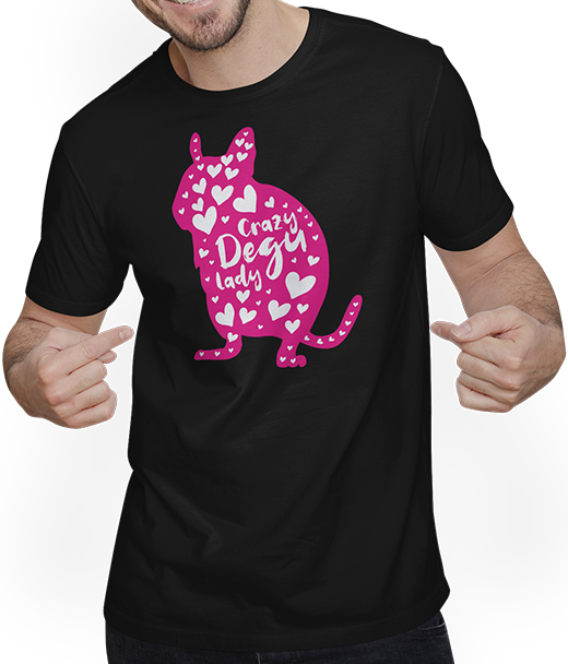 Produktbild von T-Shirt mit Mann Crazy Degu Lady | Lustiger Degu Spruch | Octodon Degus Herz