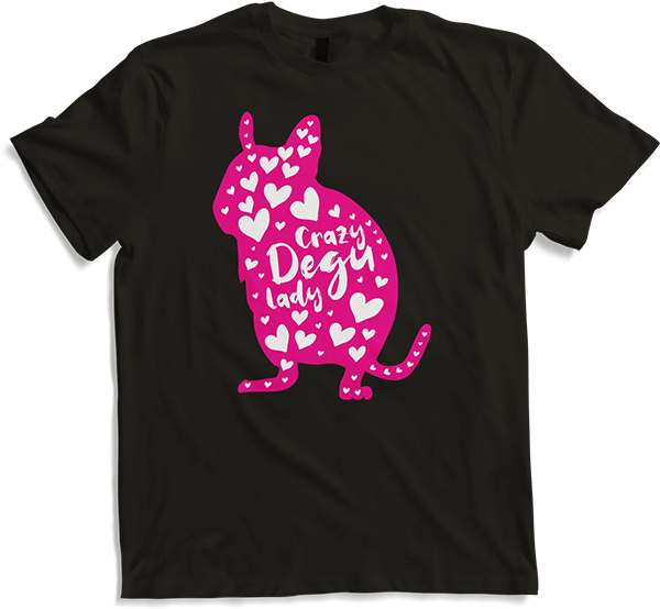 Produktbild von T-Shirt Crazy Degu Lady | Lustiger Degu Spruch | Octodon Degus Herz