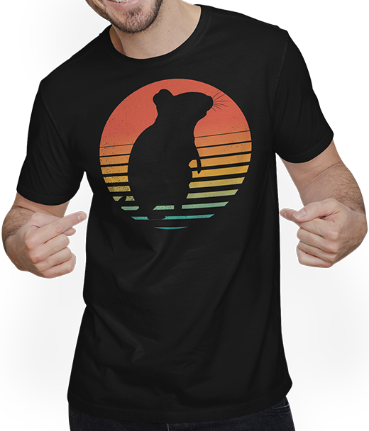 Produktbild von T-Shirt mit Mann DEGUS Retro Sonne | Degu Vintage Degubesitzer Deguhalter