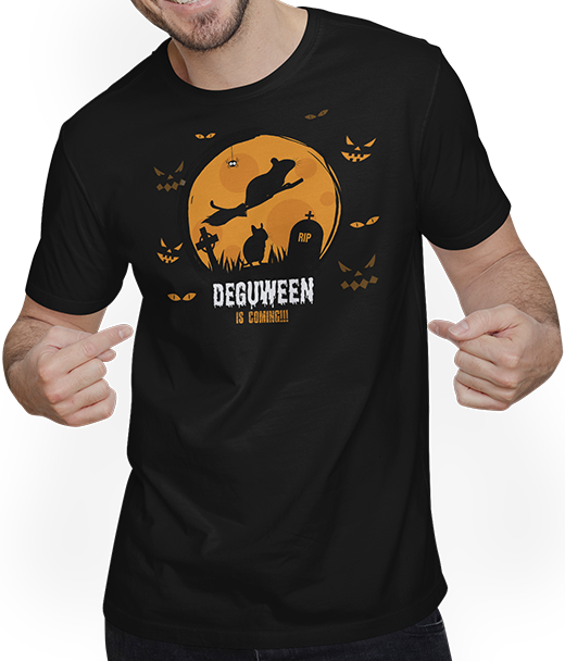 Produktbild von T-Shirt mit Mann DEGUWEEN | Lustiges Halloween-Geschenk für Degu-Besitzer | Degus