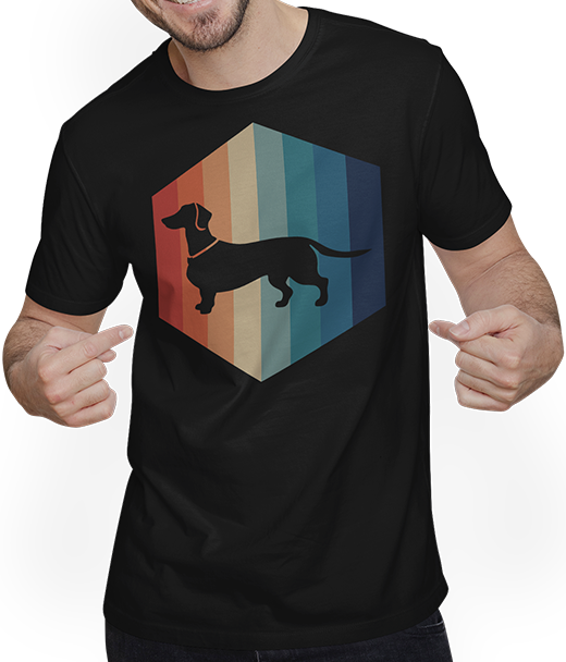 Produktbild von T-Shirt mit Mann Dackel Vintage Hexagon Wursthund Hundebesitzer