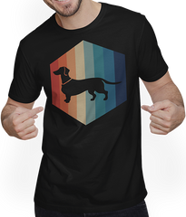 Produktbild von T-Shirt mit Mann Dackel Vintage Hexagon Wursthund Hundebesitzer