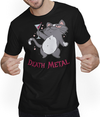 Produktbild von T-Shirt mit Mann Death Metal Spruch Betrunkene Katze Metalhead Heavy Metal