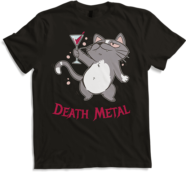 Produktbild von T-Shirt Death Metal Spruch Betrunkene Katze Metalhead Heavy Metal