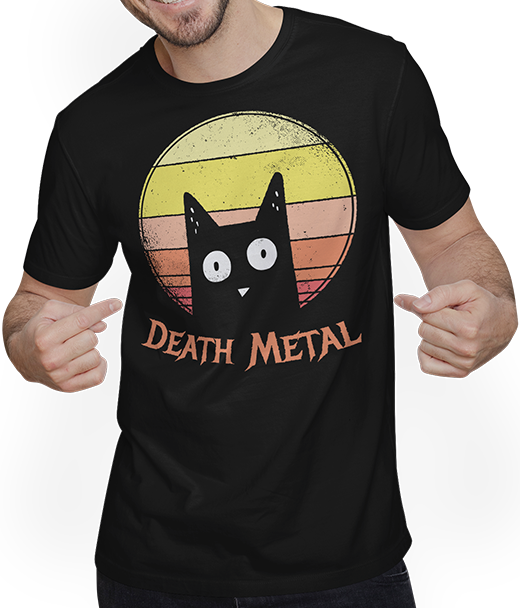 Produktbild von T-Shirt mit Mann Death Metal Spruch Horror Katze Metalhead Heavy Metal