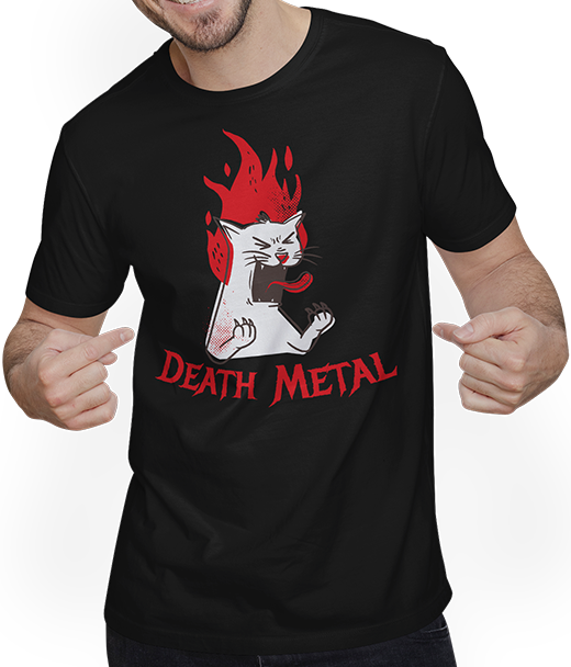 Produktbild von T-Shirt mit Mann Death Metal Spruch Horror Katze Metalhead Heavy Metal