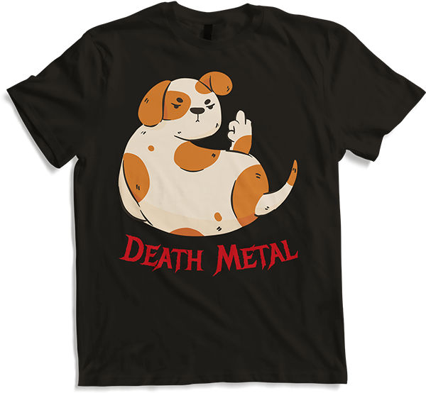 Produktbild von T-Shirt Death Metal Spruch Mittelfinger Hund Metalhead Heavy Metal
