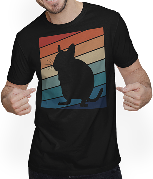 Produktbild von T-Shirt mit Mann Degus Vintage | Retro-Streifen | Degu Owner Geschenk