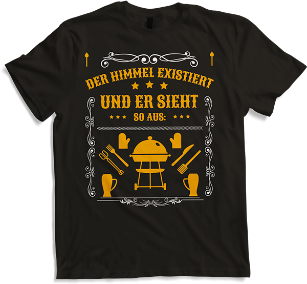 Produktbild von T-Shirt Der Himmel existiert BBQ Grillmeister Grillen Männer Spruch