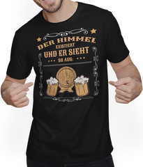 Produktbild von T-Shirt mit Mann Der Himmel existiert Bierfass Männer Lustige Bier Sprüche
