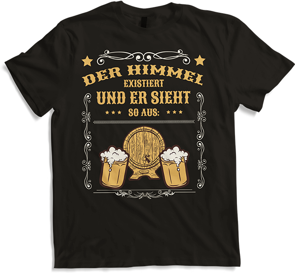 Produktbild von T-Shirt Der Himmel existiert Bierfass Männer Lustige Bier Sprüche