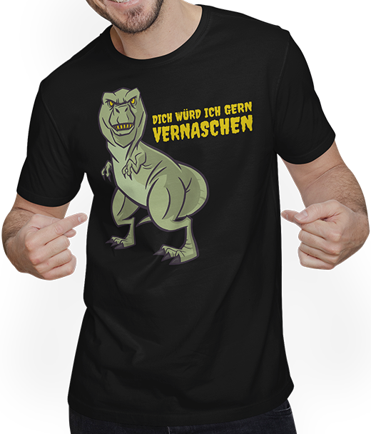 Produktbild von T-Shirt mit Mann Dich würd ich gern vernaschen T-Rex Freche Anmachsprüche