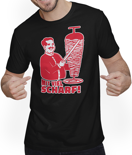 Produktbild von T-Shirt mit Mann Döner Kebab mit viel Scharf Türkische Küche Döner Sprüche
