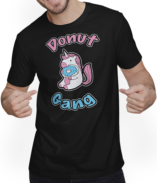 Produktbild von T-Shirt mit Mann Donut Gang | Süßes Einhorn | Donuts Unicorn | Naschen Hunger