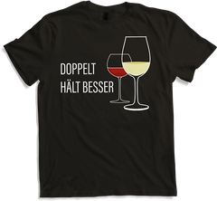 Produktbild von T-Shirt Doppelt hält besser Rotwein Weißwein Spruch Wein Sprüche