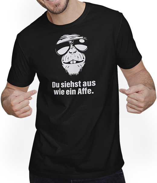 Produktbild von T-Shirt mit Mann Du siehst aus wie ein Affe | Frecher lustiger Spruch | Party