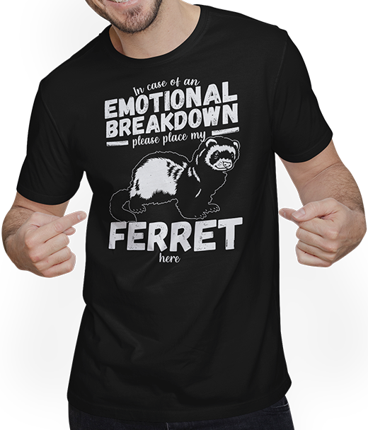 Produktbild von T-Shirt mit Mann Emotional Breakdown Lustiges Frettchen Spruch Frau Mädchen