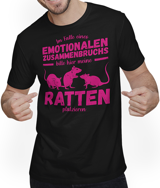 Produktbild von T-Shirt mit Mann Emotionalem Zusammenbruchs Ratte | Lustiger Ratten Spruch