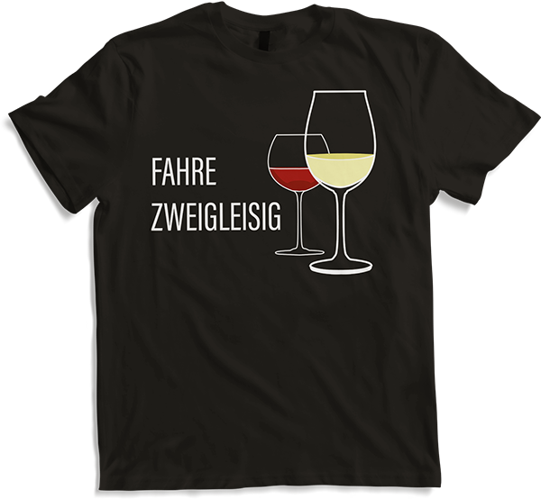 Produktbild von T-Shirt Fahre zweigleisig Rotwein Weißwein Spruch Wein Sprüche