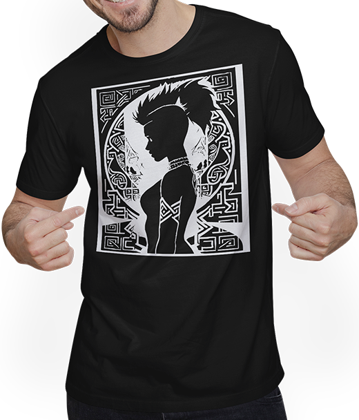 Produktbild von T-Shirt mit Mann Fantasy Post Punk keltische Tribal Kunst Batcave Girl Gothic