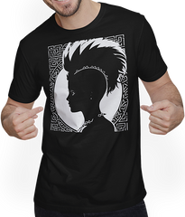 Produktbild von T-Shirt mit Mann Fantasy Post Punk keltische Tribal Kunst Batcave Girl Gothic