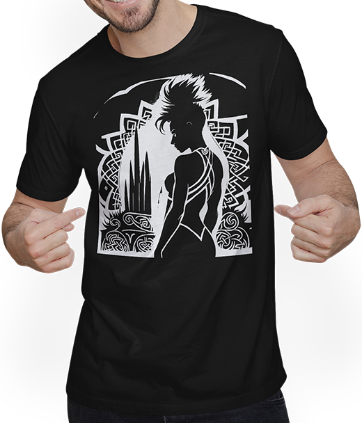 Produktbild von T-Shirt mit Mann Fantasy Post Punk keltischer Tribal Batcave Mohawk Girl Gothic