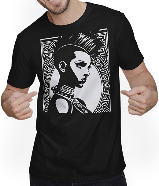 Produktbild von T-Shirt mit Mann Fantasy Post Punk keltischer Tribal Batcave Mohawk Girl Gothic