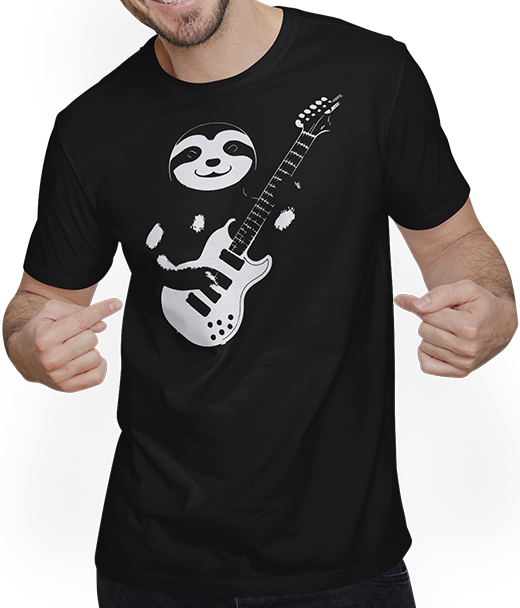Produktbild von T-Shirt mit Mann Faultier mit E-Gitarre Musiker Lustiger Gitarrist
