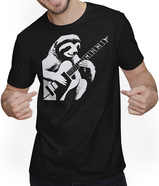 Produktbild von T-Shirt mit Mann Faultier mit E-Gitarre Musiker Lustiger Gitarrist
